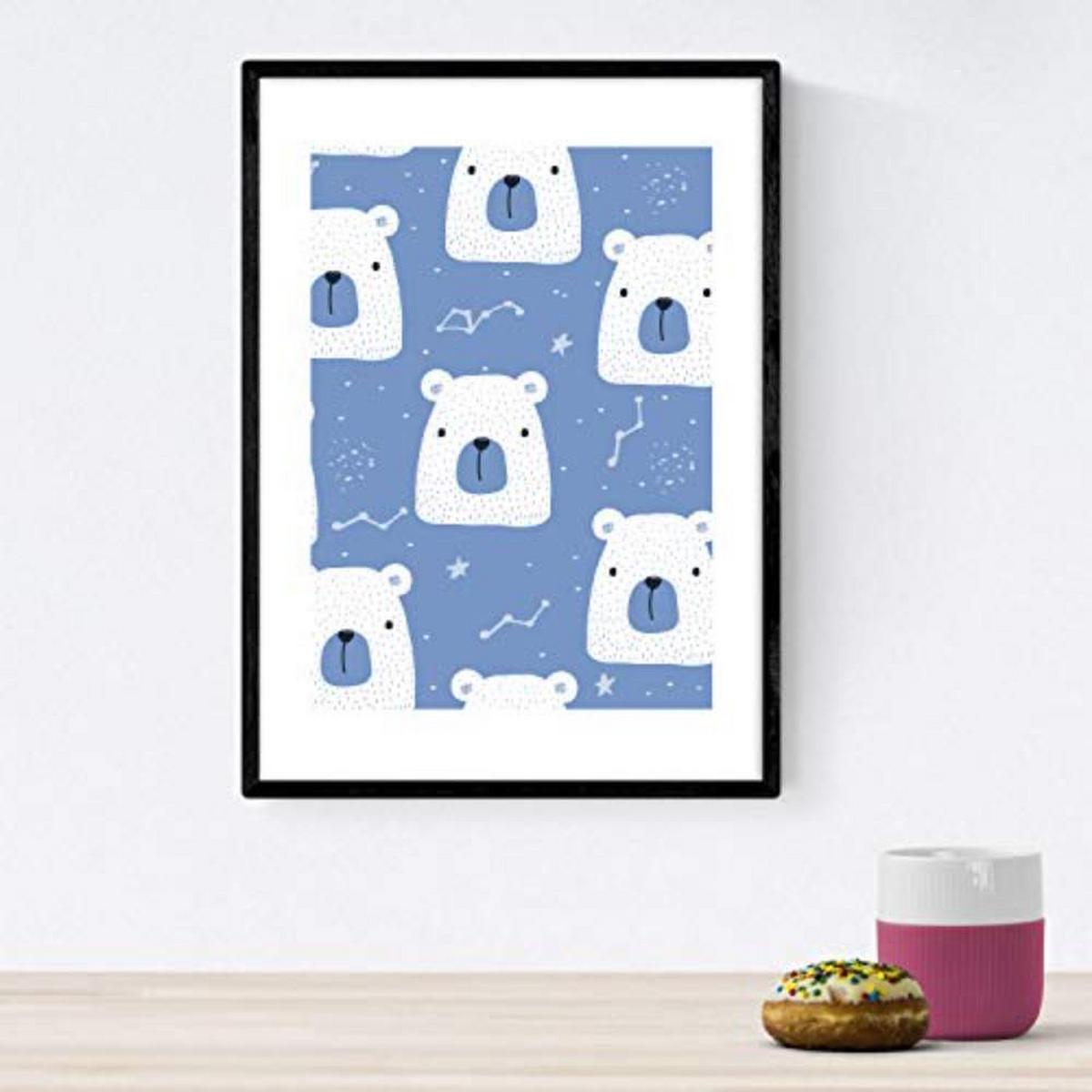 POSTER Set mit 4 Tiere bebe A3 Schwarzer Rahmen - Schwarz, Papier (29.7/3cm) - Nacnic