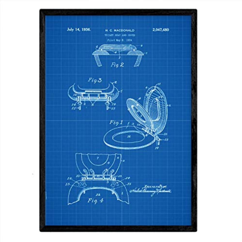 POSTER Deckel Patent A3 Rahmenlos - Blau, Papier (29.7/5/42cm) - Nacnic