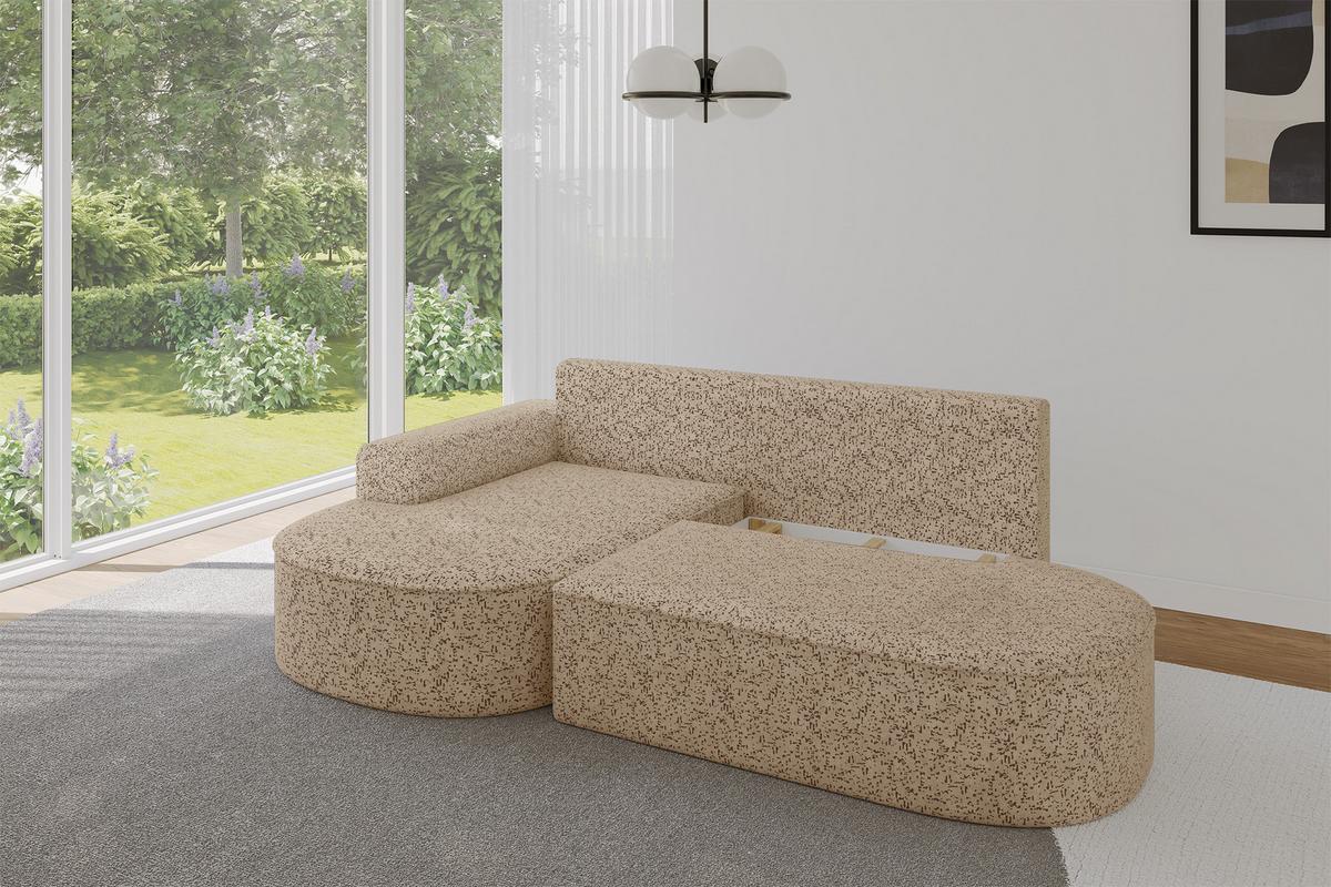 ECKSOFA mit Schlaffunktion und Bettkasten Ottomane Links MARI-L1-S - 283x167x73 cm Braun Tissu - Schwarz/Braun, Holzwerkstoff/Kunststoff (283/167cm) - ALTDECOR