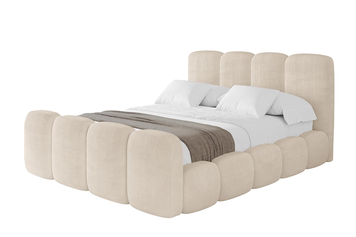 POLSTERBETT mit Bettkasten, Fußteil und Lattenrost, Boxbett ohne Matratze - KALA-Z 180x200 Beige - Creme, Holzwerkstoff/Textil (180/200cm) - ALTDECOR