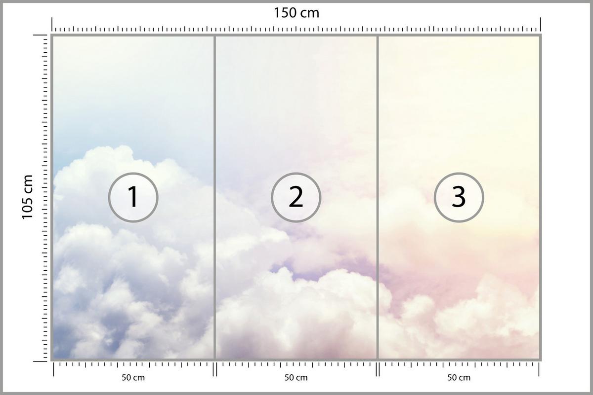 FOTOTAPETE für Schlafzimmer Blau Rosa Himmel Wolken 150x105 - Blau/Beige, Papier (150/105cm) - Muralo