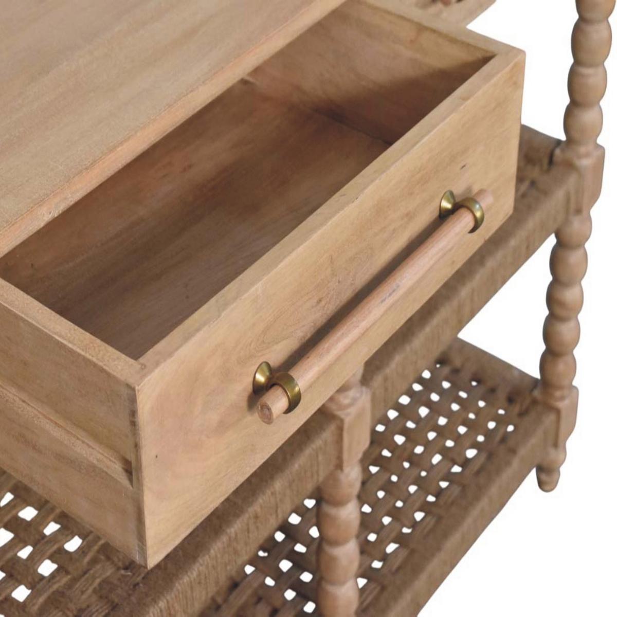 KONSOLENTISCH mit Stonedrift-Holz-Finish, 2 Schubladen, 4 offene Ablagen, hellbraun - Braun, Holz (40/115/88cm) - Artisan Furniture