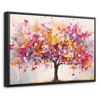 LEINWAND Bilder mit Rahmen - Aquarell - Baum - Kunst - Abstrakt - 30x20 - Multicolor, Textil (30/20cm) - MuchoWow