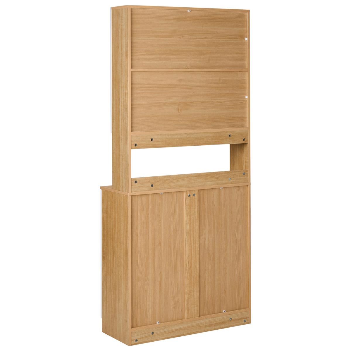 VITRINE mit Glastüren 80 cm Weiß Cygnet - Hellbraun, Holzwerkstoff (80/182/34cm) - Beliani