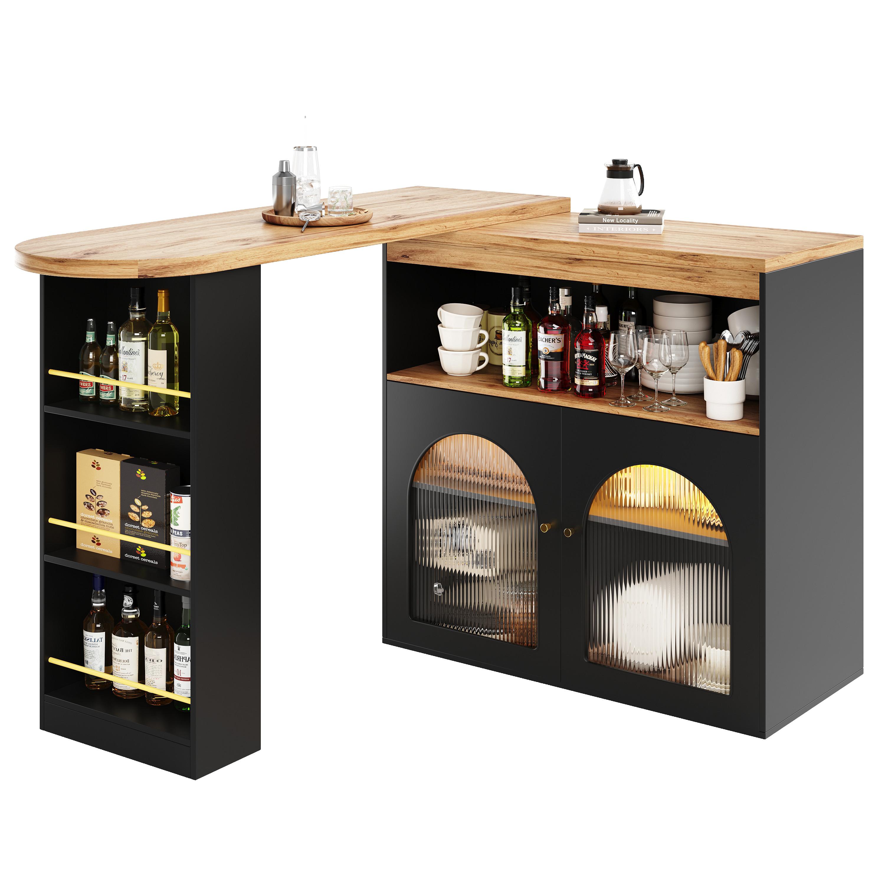 BARSCHRANK Schwarz 138/39/105cm - Braun, Holzwerkstoff/Metall (138/39/105cm) - Urban Meuble