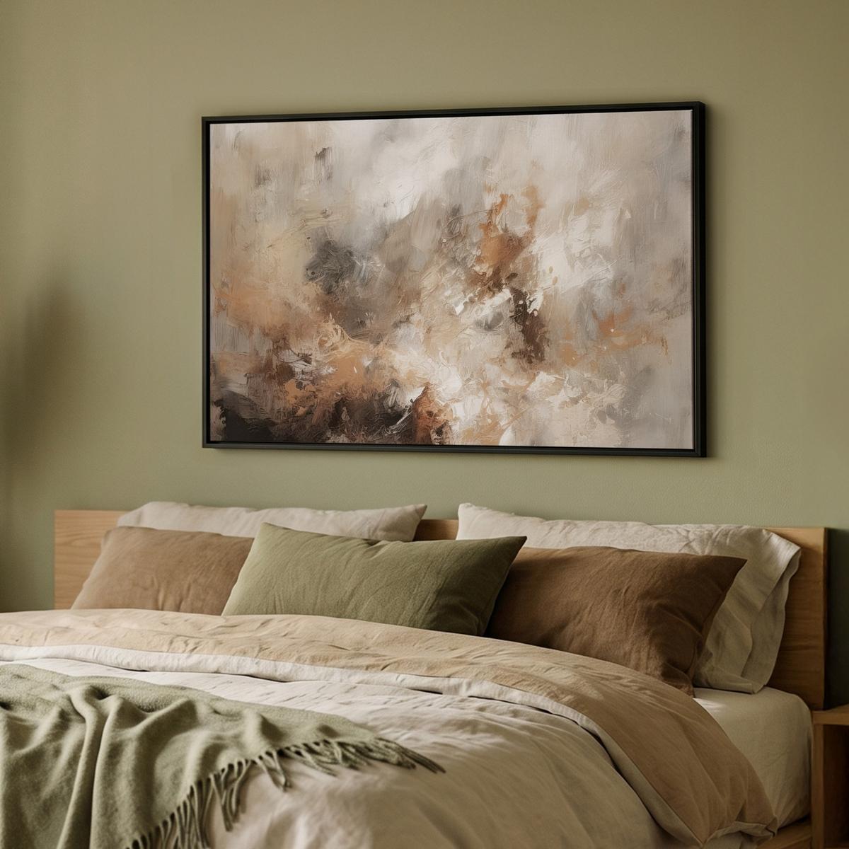 LEINWAND Bilder mit Rahmen - Farbe - Abstrakt - Beige - Kunst - 90x60 - Greige, Textil (90/60cm) - MuchoWow