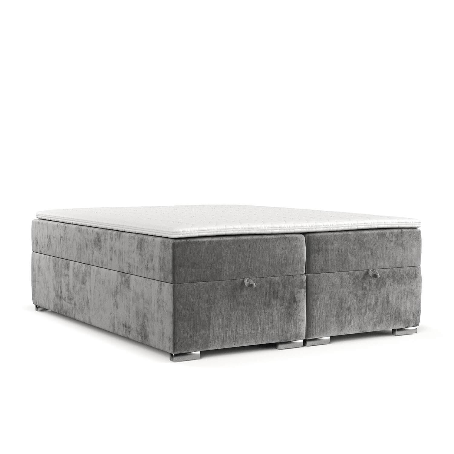 BOXBETT Reto 180/200 cm Grau im Lotta Stoff - Chromfarben/Grau, Holz/Holzwerkstoff (180/200cm) - AltaBeds