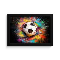 POSTER MIT RAHMENGERAHMTES BILD Fußball - Farbe - Farben - Schwarz - Weiß 30x20 cm - Weiß, Papier (30/20cm) - MuchoWow