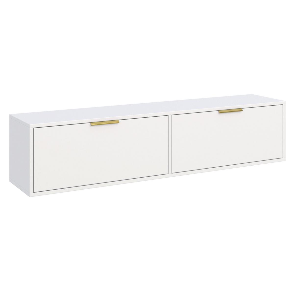 TV-HÄNGEBOARD Vena 2-türig, Weiß, 140 cm - Goldfarben/Weiß, Holzwerkstoff/Kunststoff (138.6/30/30cm) - Selsey