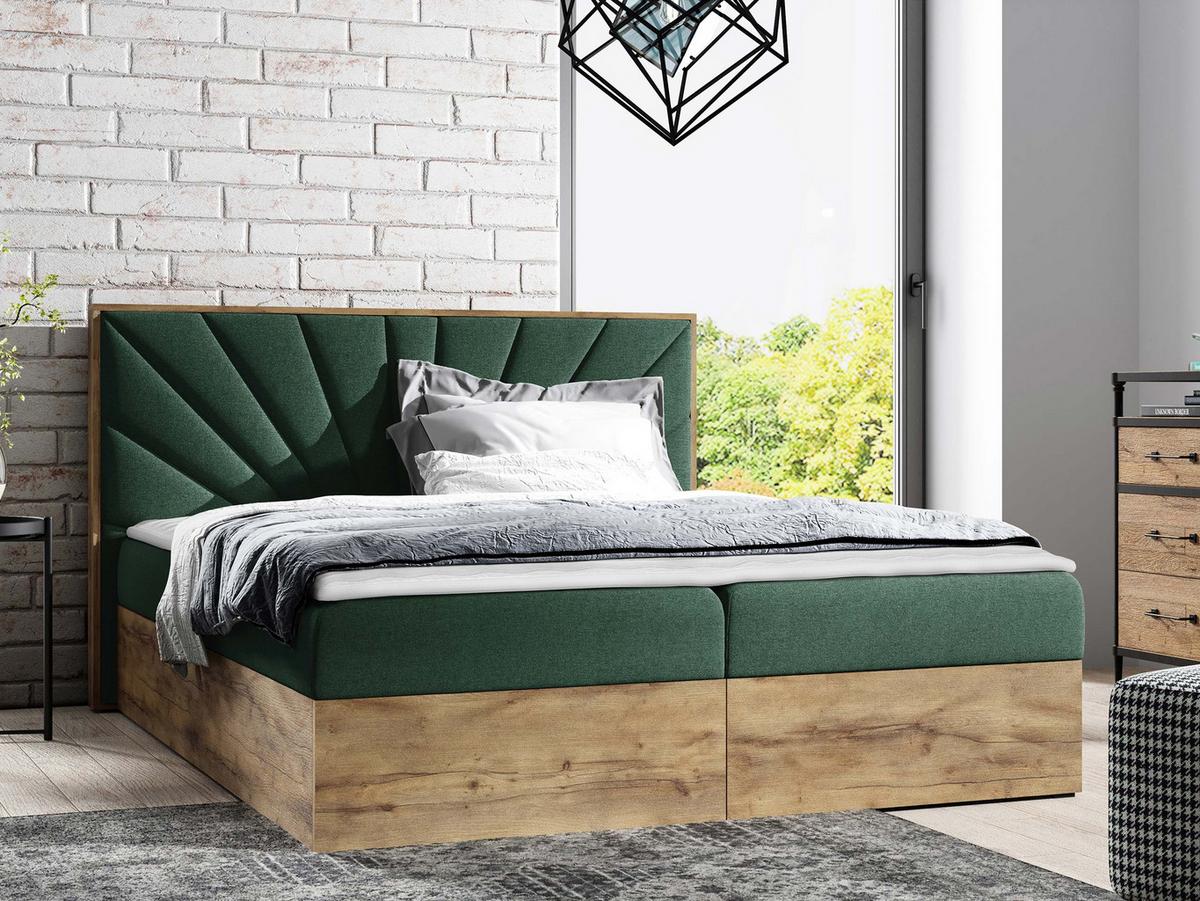 BOXBETT Wood 7 - H3 - Grün, Holz/Textil (180/200cm) - MIRJAN24