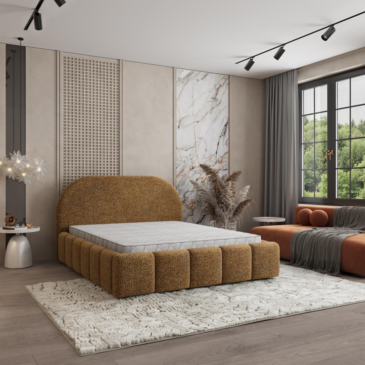 POLSTERBETT FLUSSO 180x200 cm mit Bettkästen - Braun - Braun, Holz (180/200cm) - MASSENO