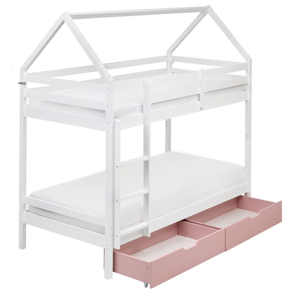 HOCHBETT 90/200 cm Weiß Ternas - Pink/Weiß, Holz (90/200cm) - Beliani