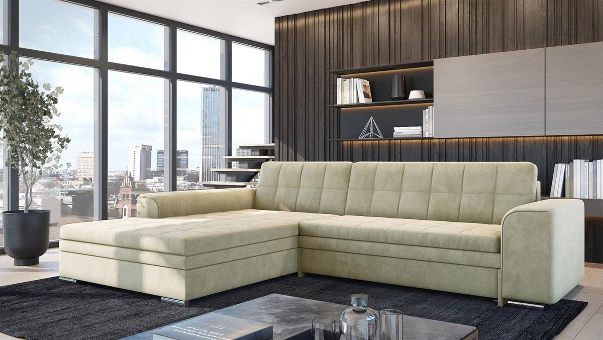 ECKSOFA Lusaka Mit Schlaffunktion - Creme, Holzwerkstoff/Textil (292/198cm) - Fun Möbel