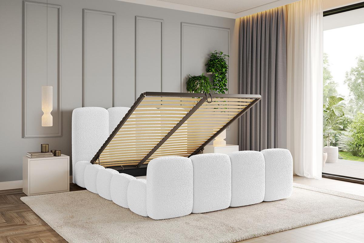 POLSTERBETT mit Bettkasten, Fußteil und Lattenrost, Boxbett ohne Matratze - KALA-Z 160x200 Weiß - Weiß, Holzwerkstoff/Textil (160/200cm) - ALTDECOR