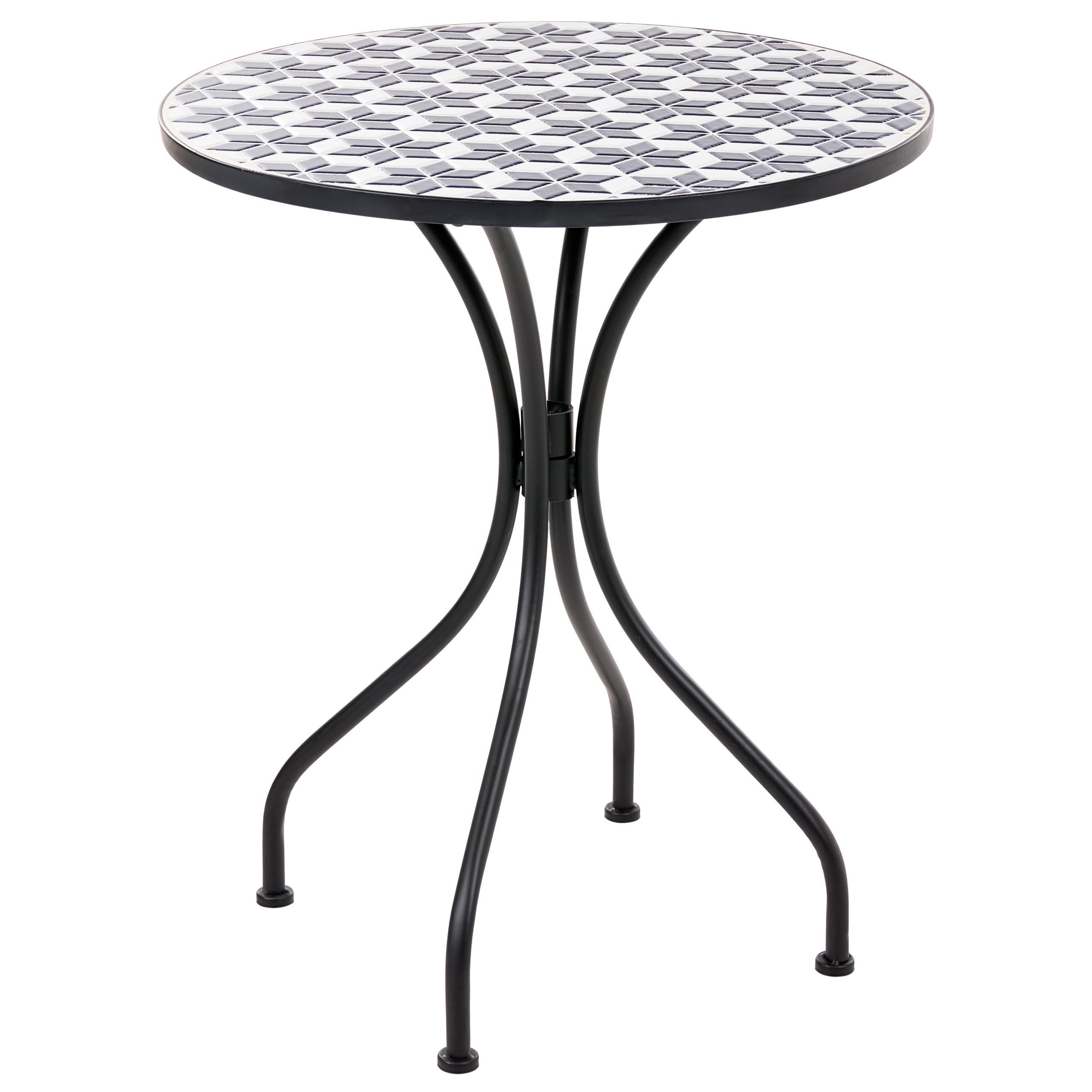 BISTROTISCH 60/60 cm Metall Weiß/Blau Sirolo - Blau/Schwarz, Metall (60/60/71cm) - Beliani