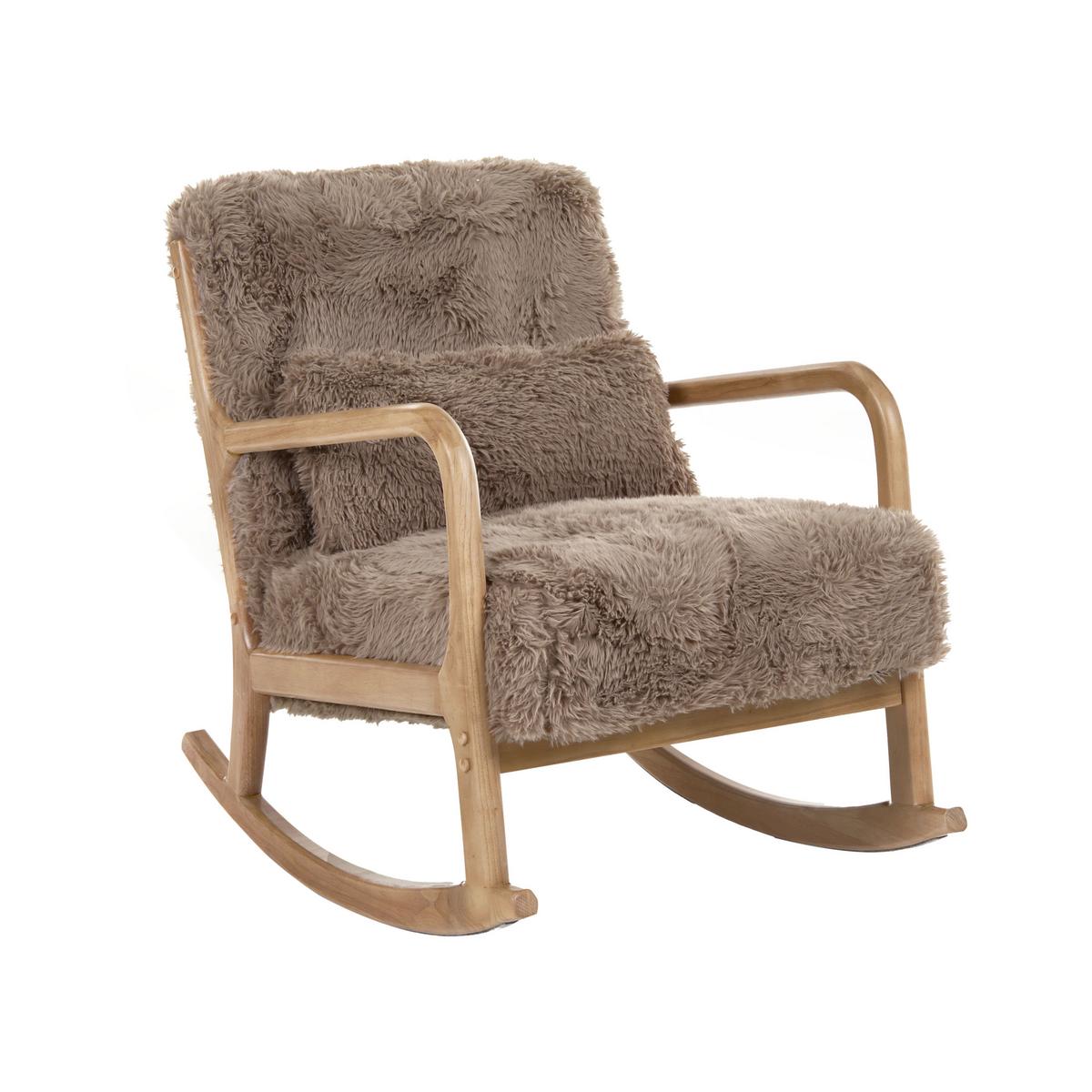 SCHAUKELSESSEL Webpelz Taupe Skovde - Taupe/Beige, Textil (66/82/79cm) - Beliani