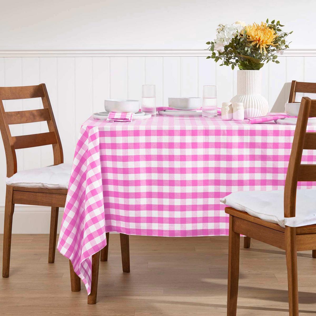 TISCHDECKE Vichy-Karo pink kariert, 137/178 cm - Pink, Textil (137/178cm) - Homescapes
