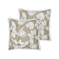 DEKOKISSEN 2er-Set Weiß 45/45 cm Cyanotis - Weiß/Grün, Textil (45/45cm) - Beliani
