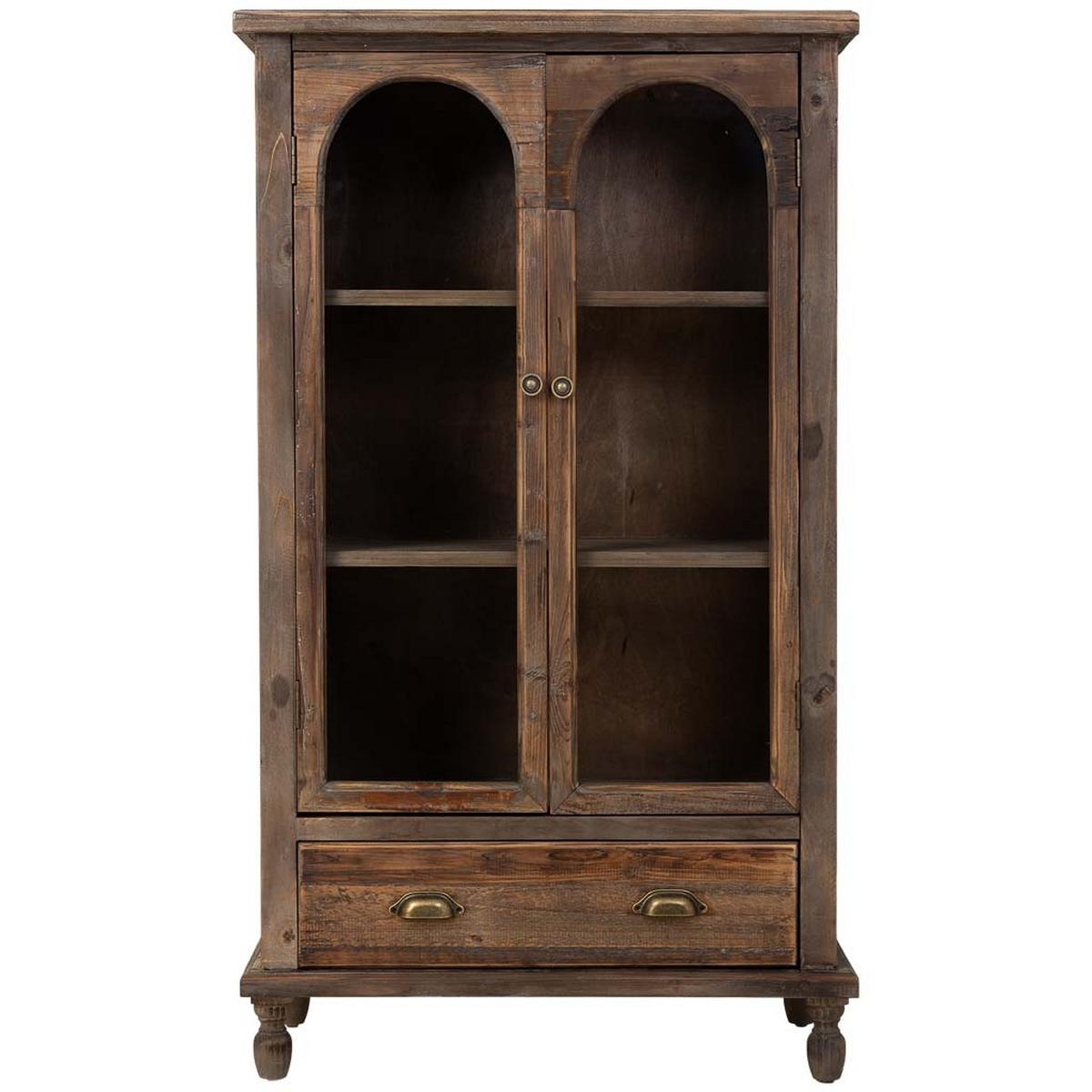 VITRINE mit 2 türen und 1 schublade 80x42x138 cm - Braun, Holz (80/138/42cm) - Wanderlust