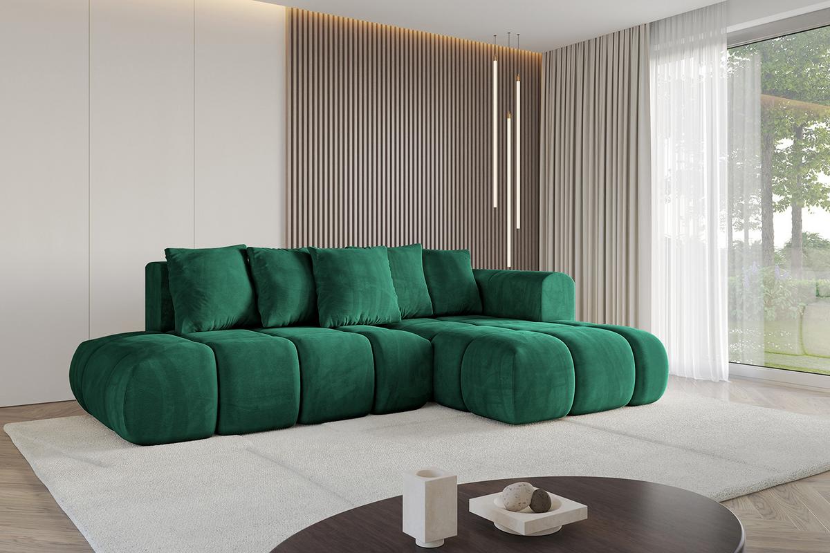 ECKSOFA Ottomane Rechts CLOUD-L-v1 280x185x90 Dunkelgrün Velours - Dunkelgrün, Holzwerkstoff/Kunststoff (185/280cm) - ALTDECOR