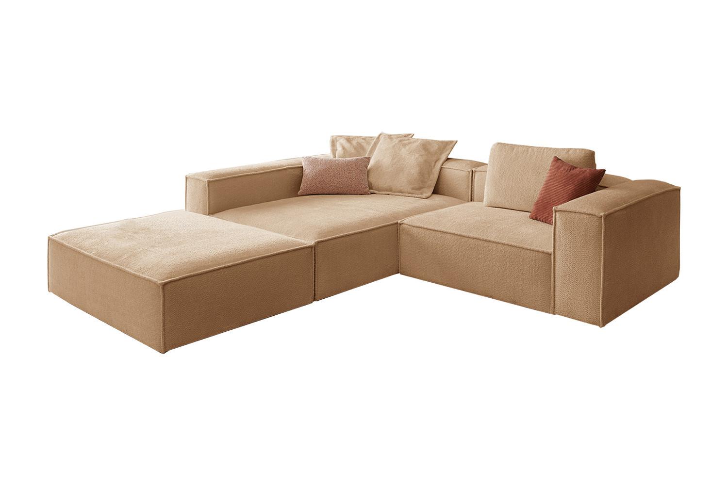 ECKSOFA CARMO Braun Flachgewebe - Schwarz/Braun, Kunststoff/Textil (306/191cm) - KAWOLA