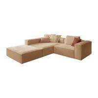 ECKSOFA CARMO Braun Flachgewebe - Schwarz/Braun, Kunststoff/Textil (306/191cm) - KAWOLA