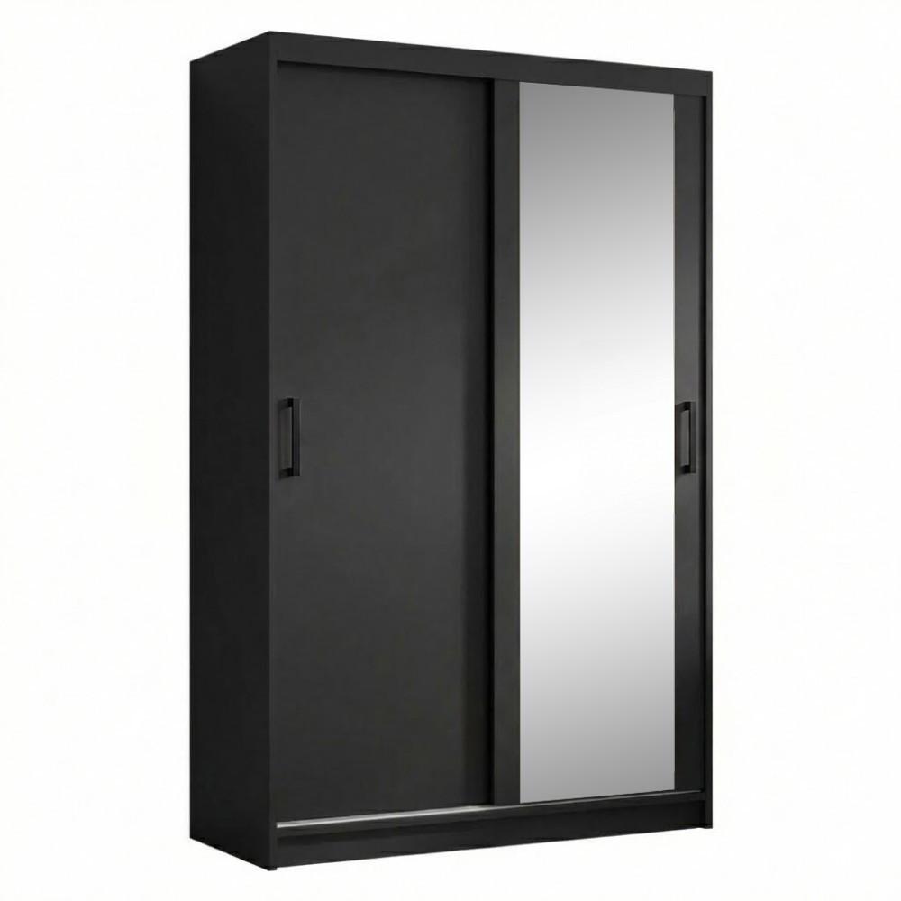 SCHWEBETÜRENSCHRANK Hela mit 2 Türen. 100 cm, Schwarz - Schwarz, Holzwerkstoff (100/205/60cm) - Beautysofa
