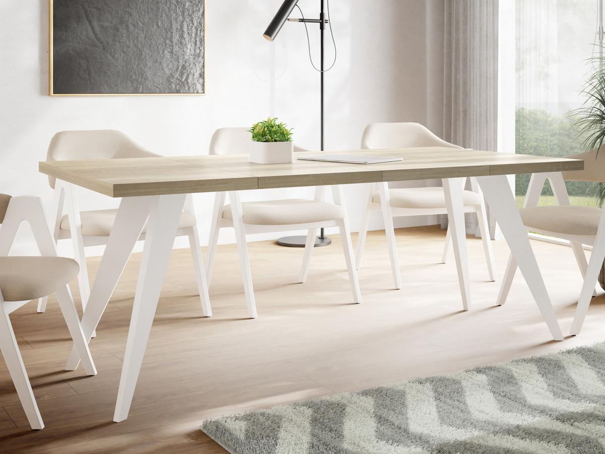 ESSTISCH Quadro quadratischer ausziehbarer, Sonoma Eiche 100-200/100/76 cm - Weiß/Sonoma Eiche, Holz/Holzwerkstoff (100/200/76cm) - WFL GROUP