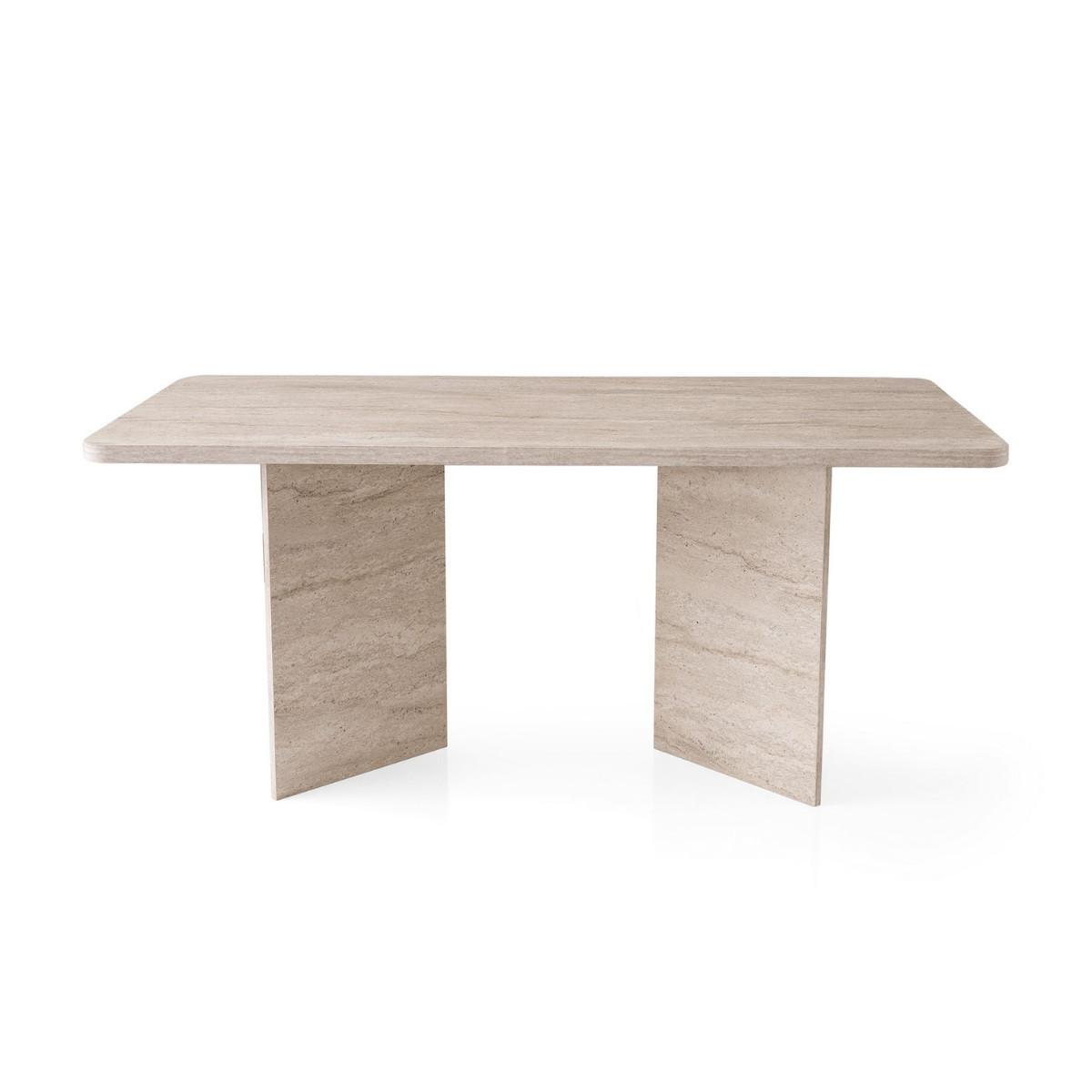 ESSTISCH mit rechteckiger Platte und 2 Beinen L180 cm - LOFT - Beige, Holzwerkstoff (95/90/77cm) - Calicosy