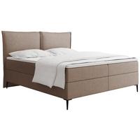 BOXBETT Calio Rise mit Bettkasten, Braun Chenille 120x200 cm – inkl. H4 Taschenfederkern Matratze & Foam Topper - Beige/Schwarz, Holz/Holzwerkstoff (120/200cm) - WFL GROUP