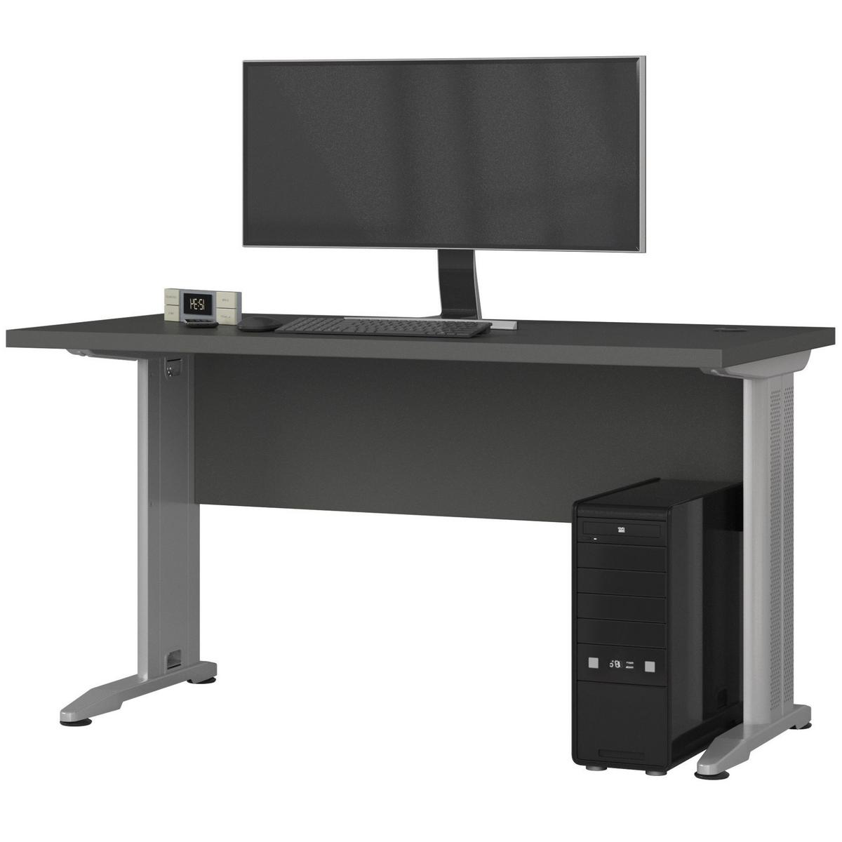 SCHREIBTISCH Graphit Grau 76/135/60 - Graphitfarben, Holzwerkstoff (155/85/76cm) - RAUMHIRSCH FURNITURE