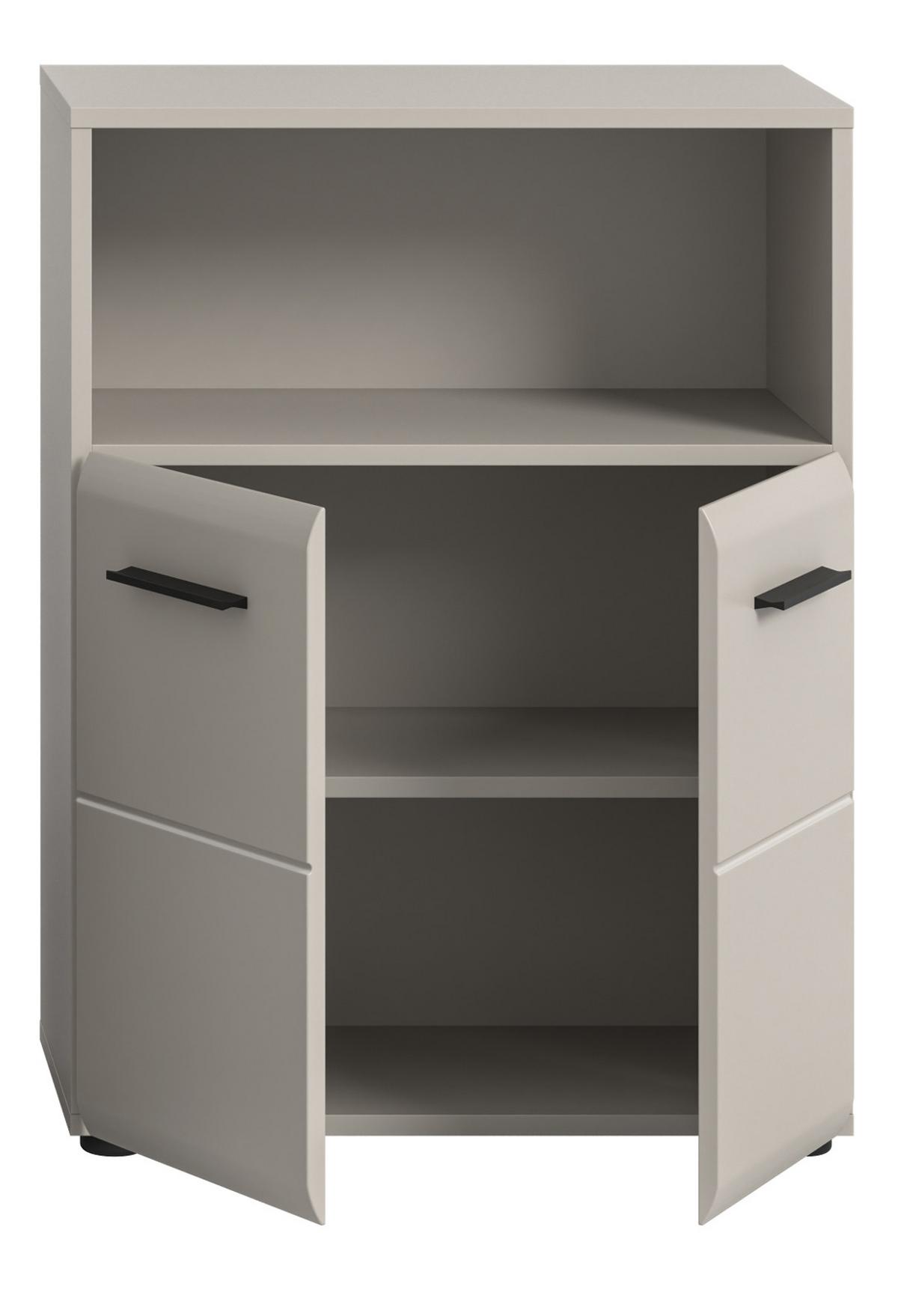 BADKOMMODE Kaschmir 60 x 80 cm, Badezimmer Kommode 2-türig - Kaschmir/Schwarz, Holzwerkstoff/Kunststoff (60/80/30cm) - Inn.Furn