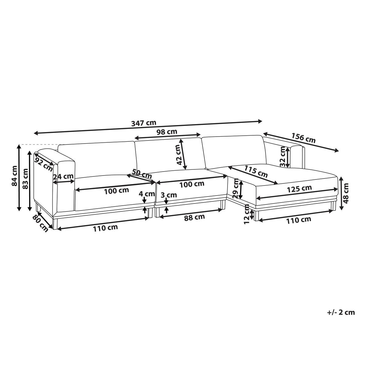 ECKFSOFA 5-Sitzer Stoff Hellbeige linksseitig Veng - Hellbraun/Beige, Textil (347/156cm) - Beliani