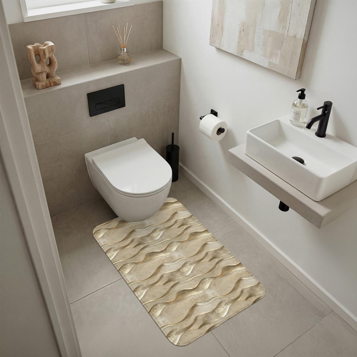 BADEMATTE Wellen - Muster - Gold 60x90 cm - Messingfarben, Textil (60/90cm) - OnlyWow