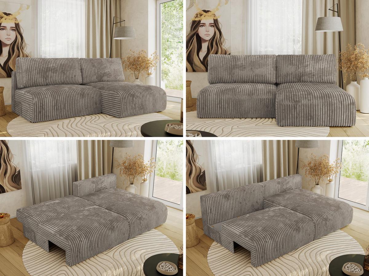 ECKSCHLAFSOFA VIVO L Hellbraun Cord - rechts - Hellbraun/Schwarz, Kunststoff/Textil (150/223cm) - MKS