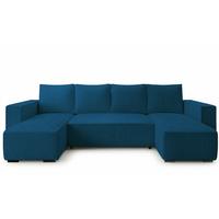 WOHNLANDSCHAFT CUDDY U mit Schlaffunktion und Bettkasten, Farbe: Blau, Cordstoff - Blau, Textil (305/85/140cm) - Storez24
