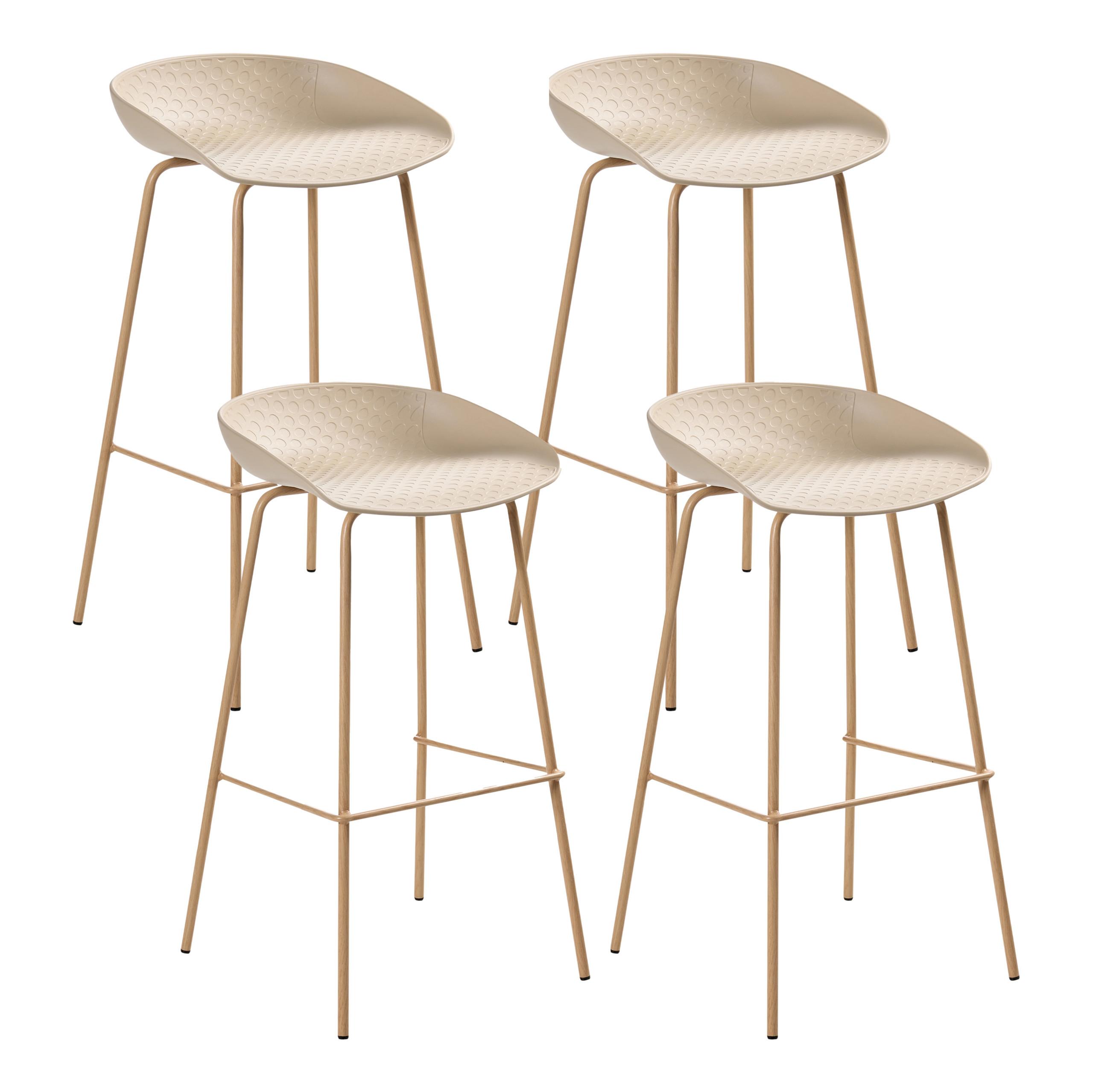 BARSTUHL 4er-Set Beige Venlo - Hellbraun, Kunststoff (43/84/44cm) - Beliani