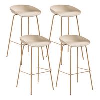 BARSTUHL 4er-Set Beige Venlo - Hellbraun, Kunststoff (43/84/44cm) - Beliani