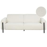 3-SITZER-SOFA Cord cremeweiß Askim - Schwarz/Weiß, Textil (207/87/89cm) - Beliani