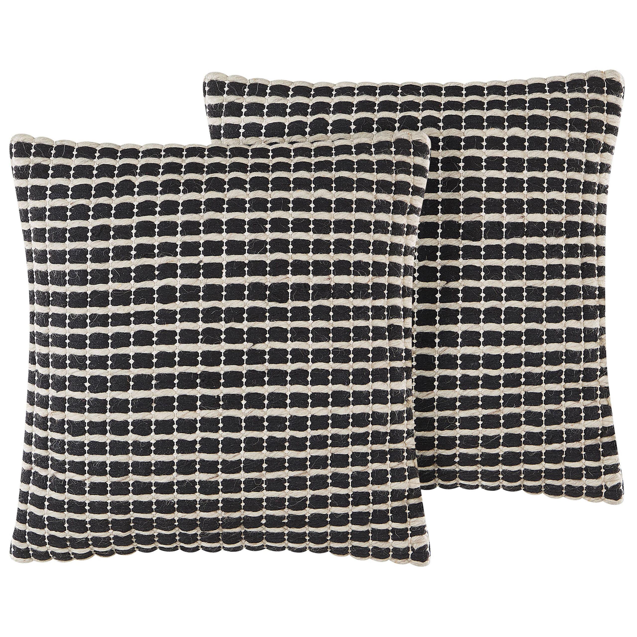 DEKOKISSEN 2er-Set Creme 45/45 cm Yoncali - Creme, Naturmaterialien/Textil (45/45cm) - Beliani