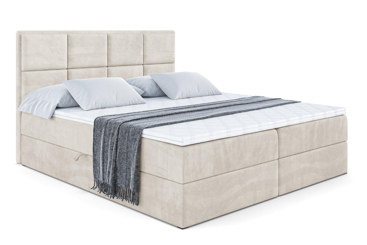 BOXBETT mit Matratze H3 und Lattenrost - NOVA - 140x200 Ecru - Ecru, Holzwerkstoff (140/200cm) - ALTDECOR