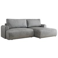 ECKSCHLAFSOFA TONO L Hellgrau Velvet - rechts - Hellgrau/Schwarz, Kunststoff/Textil (150/260cm) - MKS