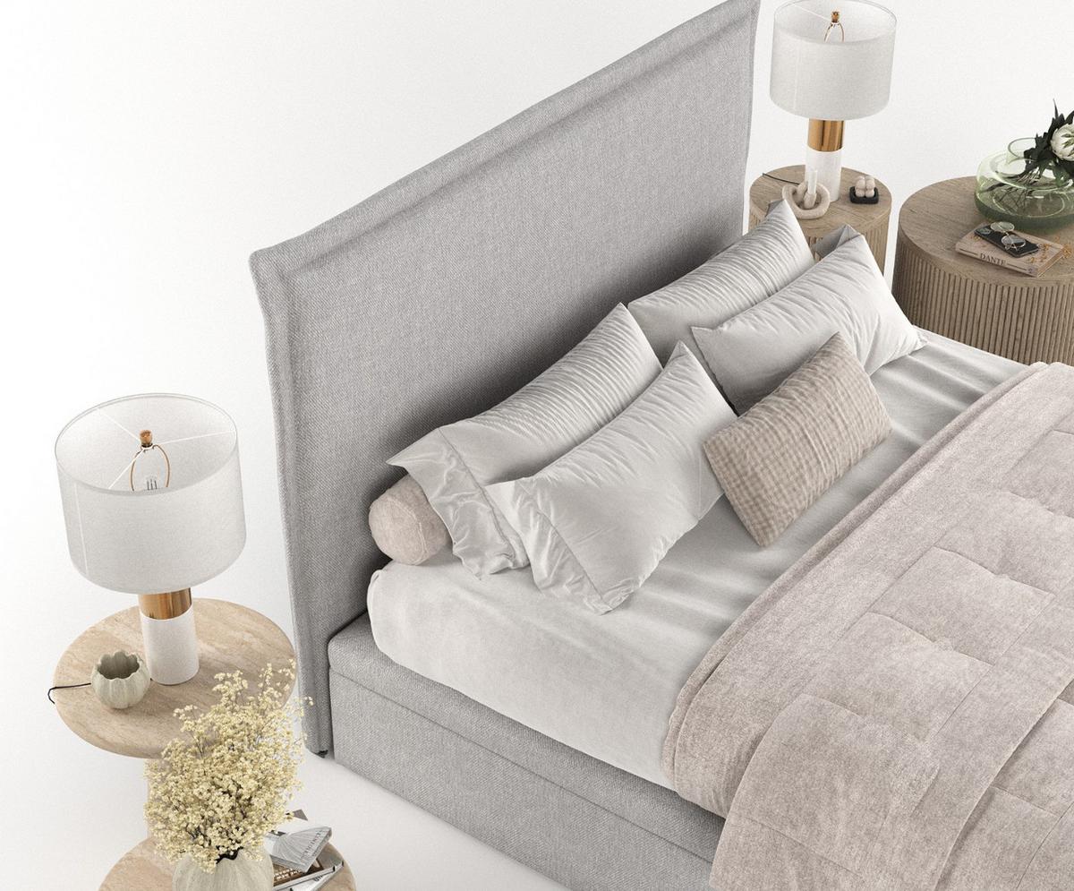 POLSTERBETT Eliot mit Stauraum 140/200 cm Grau im Megan Stoff - Schwarz/Grau, Holz/Holzwerkstoff (140/200cm) - AltaBeds
