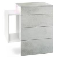 NACHTTISCH Queens Front in Beton Oxid Optik - Hellgrau, Holzwerkstoff (60/63/36cm) - Vladon