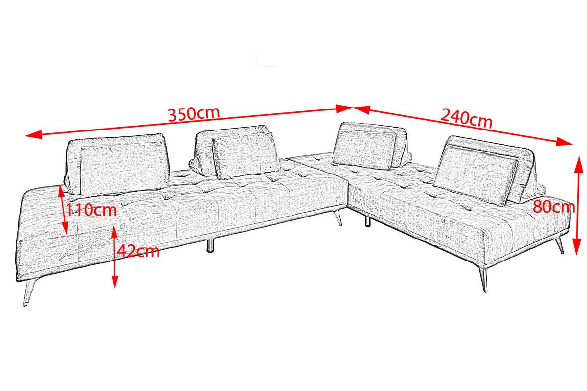 ECKSOFA WIOLO Dunkelgrün Velvet - Dunkelgrün/Silberfarben, Textil/Metall (350/240cm) - KAWOLA