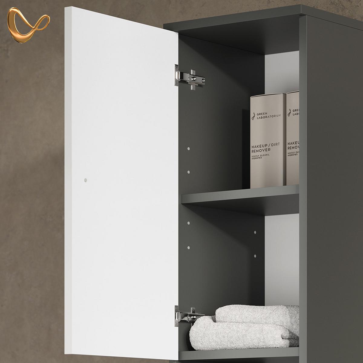 BADSCHRANK Fucino Anthrazit 30 x 190 cm - Anthrazit, Holzwerkstoff (30/190/30cm) - Livinity®