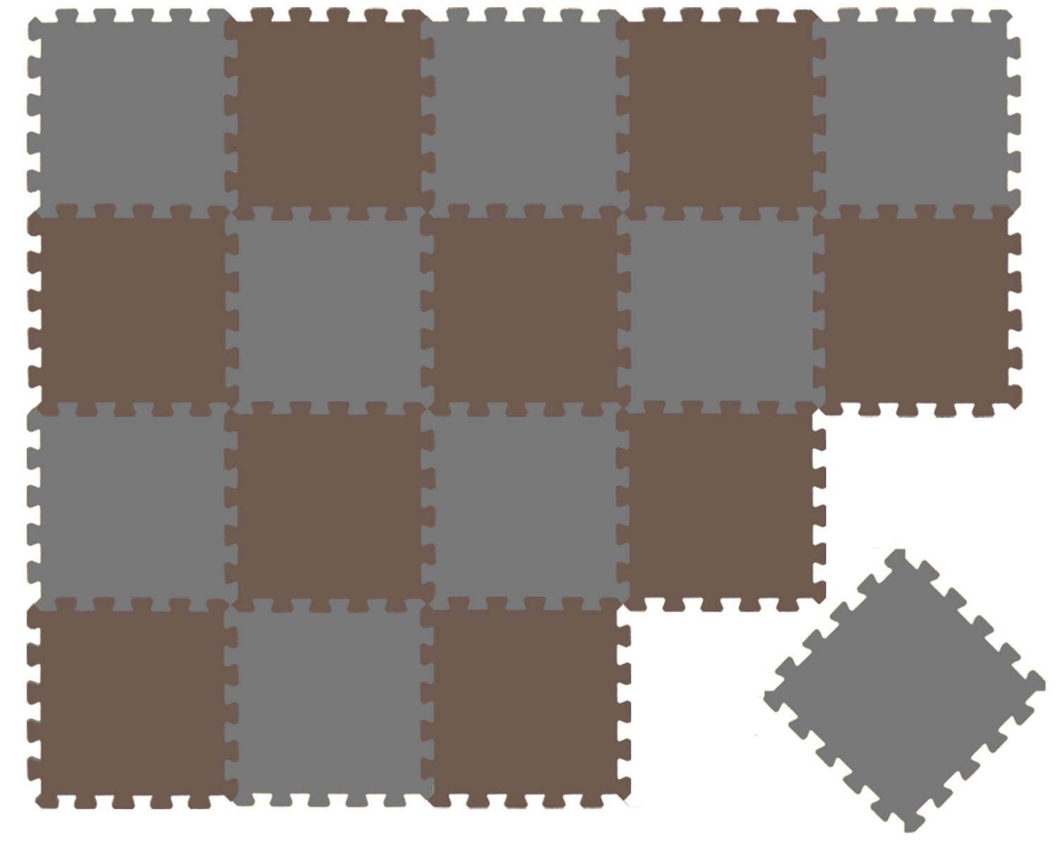 SPIELMATTE ab Null - 180/90/1 cm Puzzlematte Grau - Braun/Grau, Kunststoff (30/30cm) - Littletom