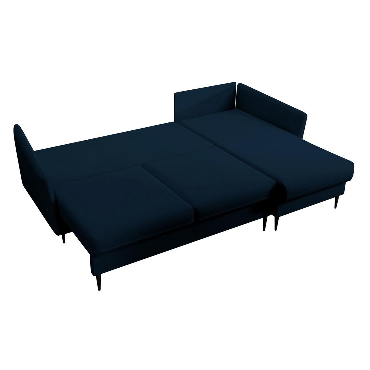 ECKSOFA Volio Dunkelblau Samt 223 cm - Schwarz/Dunkelblau, Textil/Metall (223/145cm) - Selsey