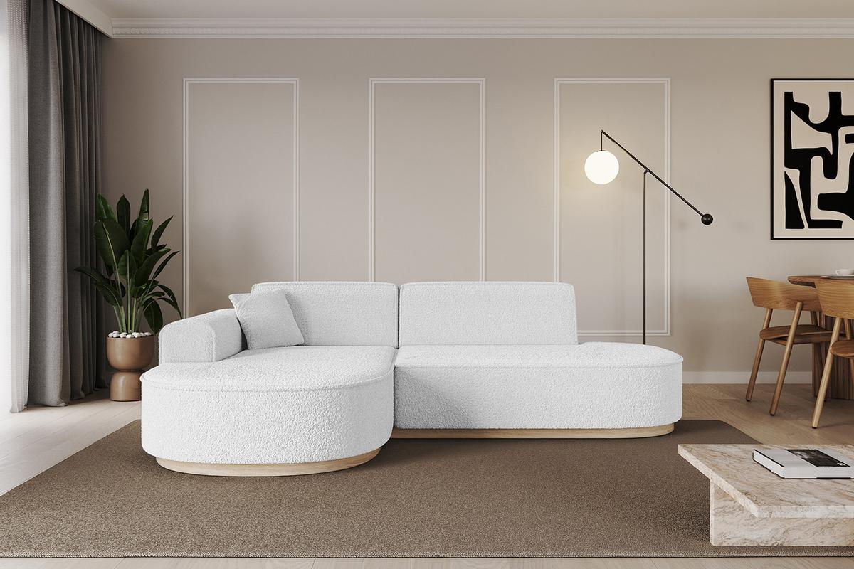 ECKSOFA Ottomane Links MARI-L1-v1 - 243x171x83 cm Weiß Bouclé - Weiß, Holzwerkstoff/Textil (243/171cm) - ALTDECOR