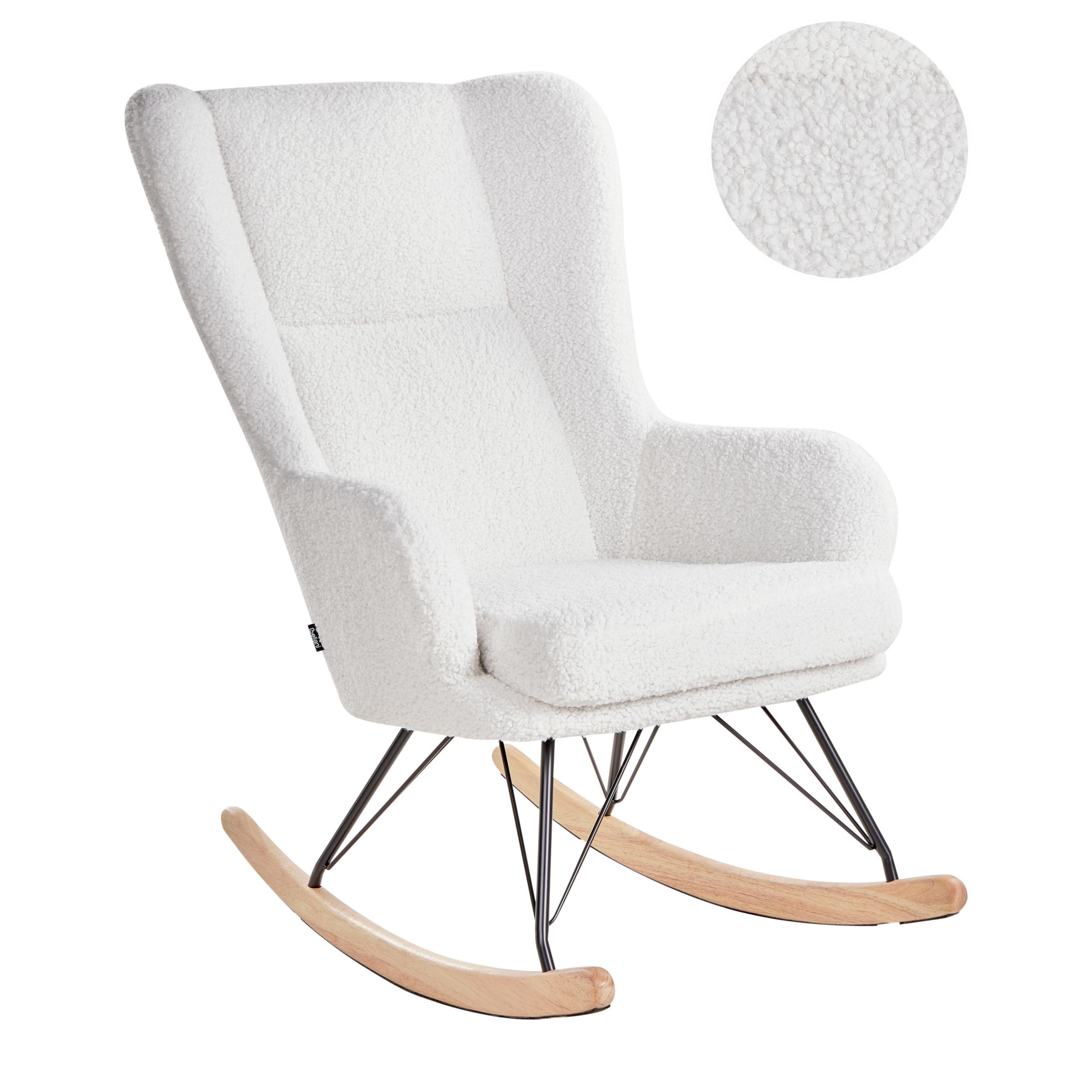 SCHAUKELSESSEL Bouclé Cremeweiß Luoma - Creme/Schwarz, Textil (69/106/97cm) - Beliani